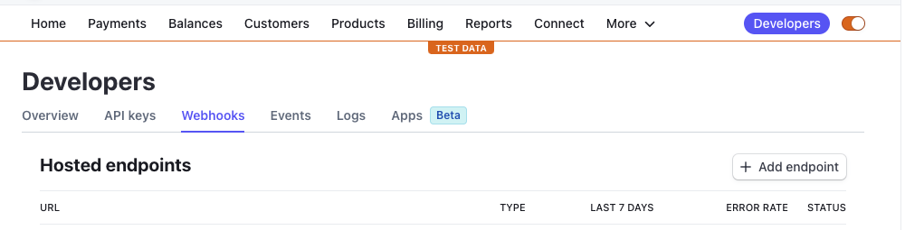 Stripe dashboard